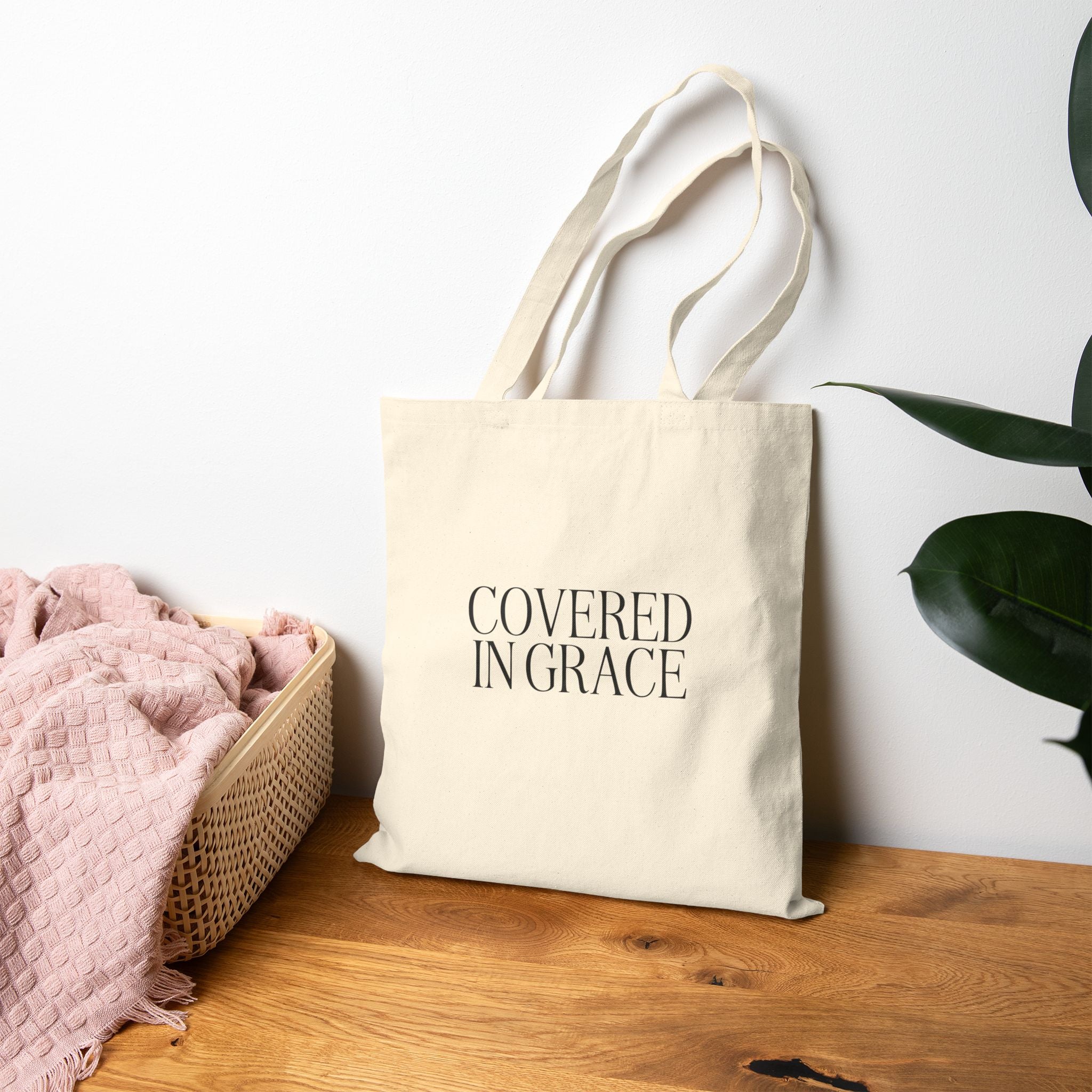 Covered in Grace Cotton Canvas Tote Bag