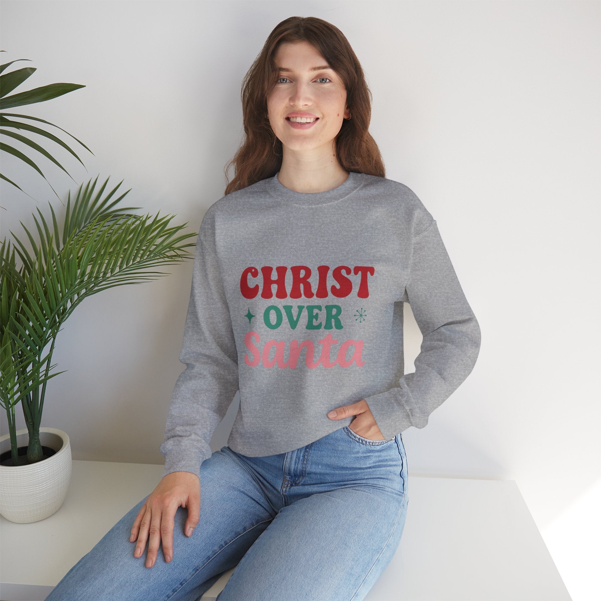 Christ Over Santa Crewneck Sweatshirt
