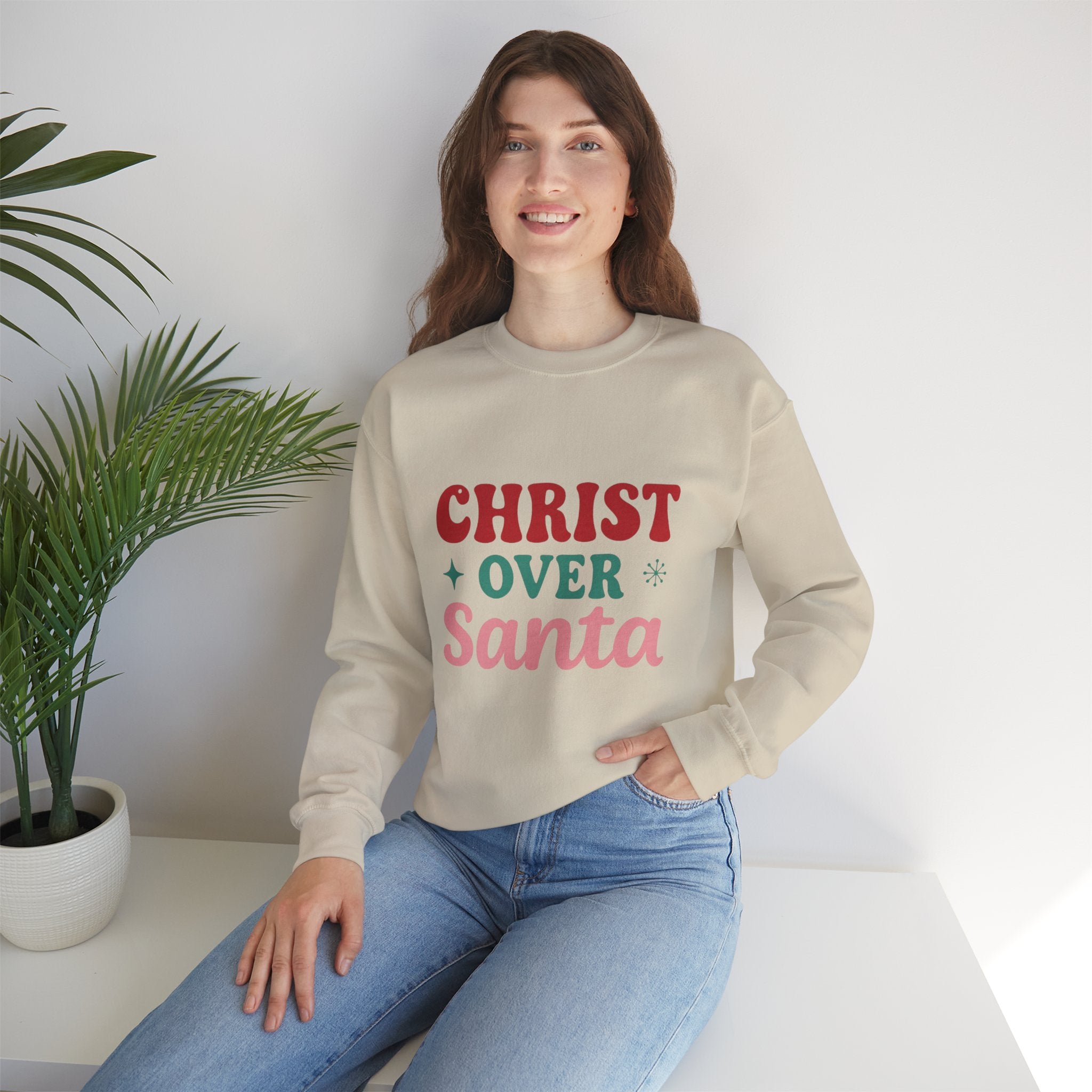 Christ Over Santa Crewneck Sweatshirt